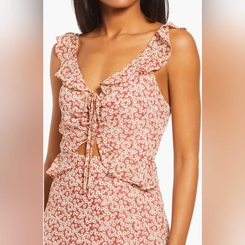 Lulu's Floral Brown Sleeveless Dress